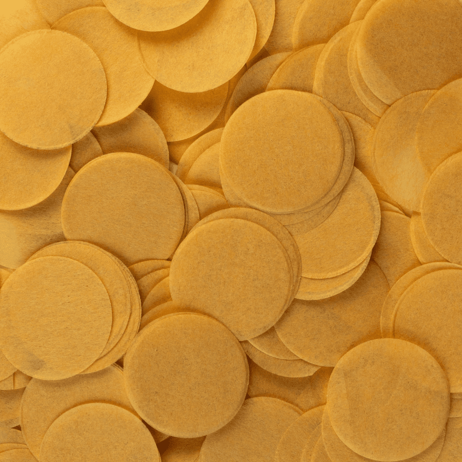 Gold Fashioned confetti circles - five handfuls